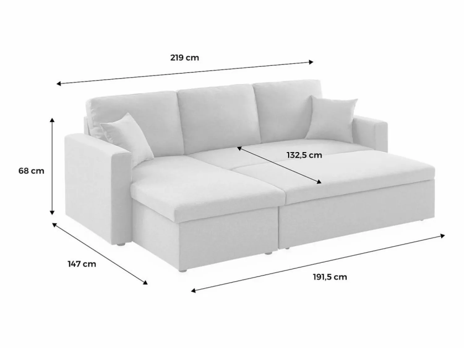 Clearance Sweeek Sofá cama esquinero reversible de 3 plazas oscuro Gris