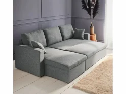 Hot Sweeek Sofá cama esquinero reversible de 3 plaza Gris claro
