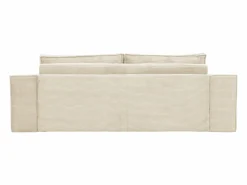 Vente-unique Sofá cama exprés AMELIA de 3 plazas en pana - Superficie de descanso de 140 cm - Colchón viscoelástico de 13 cm