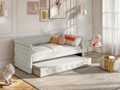 Vente-unique Sofá cama extraíble de 2 x 90 x 190 cm en tejido con colchón - LOUISE