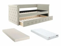 Vente-unique Sofá cama extraíble de 2 x 90 x 190 cm en tejido con colchón - LOUISE