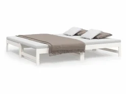 Clearance Clicnbuy Sofá cama extraíble madera maciza de pino 2x(75x190) cm Blanco
