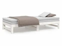 Clearance Clicnbuy Sofá cama extraíble madera maciza de pino 2x(75x190) cm Blanco