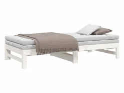 Clearance Clicnbuy Sofá cama extraíble madera maciza de pino 2x(75x190) cm Blanco