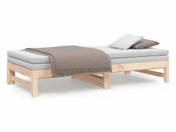 Clicnbuy Sofá cama extraíble madera maciza de pino 2x(90x190) cm