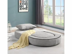 Discount Sofá cama futón comprimible, sillón cama versátil con cojines. Gris claro