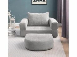 Discount Sofá cama futón comprimible, sillón cama versátil con cojines. Gris claro