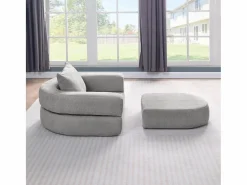 Discount Sofá cama futón comprimible, sillón cama versátil con cojines. Gris claro