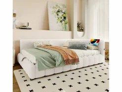 Merax Sofá cama infantil - 140 x 200 cm - con LED + almacenaje hidráulico + USB - terciopelo -