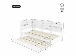 Merax Sofá cama infantil - 90 x 200 cm + 90 x 190 cm - cama nido - cabecero con almacenaje - madera + MDF -