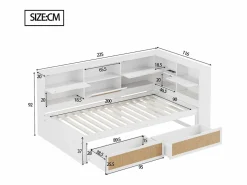 Hauss Spole Sofá cama infantil y madera 90x200cm con cajones, múltiples espacios de almacenaje y puerto de carga (sin colchón)