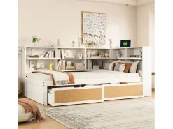 Hauss Spole Sofá cama infantil y madera 90x200cm con cajones, múltiples espacios de almacenaje y puerto de carga (sin colchón)