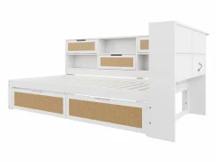 Hauss Spole Sofá cama infantil y madera 90x200cm con cajones, múltiples espacios de almacenaje y puerto de carga (sin colchón)