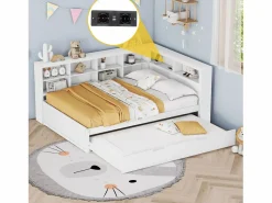 Best Sofá cama infantil de 140 x 200 cm con cama nido de 90 x 190 cm - con puerto USB y amplio espacio de almacenamiento - madera - Cama Diván