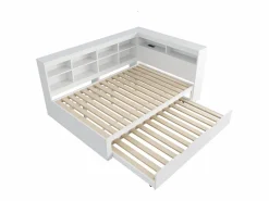 Best Sofá cama infantil de 140 x 200 cm con cama nido de 90 x 190 cm - con puerto USB y amplio espacio de almacenamiento - madera - Cama Diván