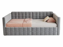 Discount Sofá cama infantil tapizado - 90 x 190 cm - con 2 cajones - terciopelo - Cama Diván