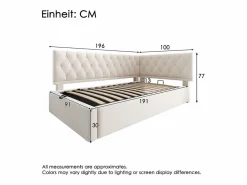 Hot Merax Sofá cama infantil tapizado - 90 x 190 cm - con almacenaje hidráulico - terciopelo - Beige
