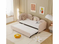 Best Merax Sofá cama infantil tapizado - 90 x 200 cm - con cajón de almacenaje - en terciopelo - Rosa