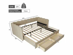Best Merax Sofá cama infantil tapizado - 90/180 x 190 cm - con 2 cajones + puerto USB - Chenilla - Beige