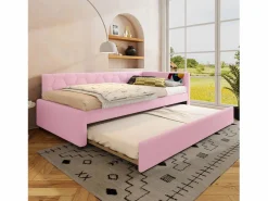 Hauss Spole Sofá cama infantil 90x200 cm con cama nido 80x180 cm, terciopelo , sin colchón