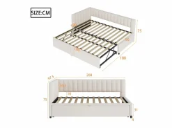 Online Sofá cama infantil 90/180x200cm en terciopelo convertible, con respaldo y cabecero acolchados, sin colchón Cama Nido