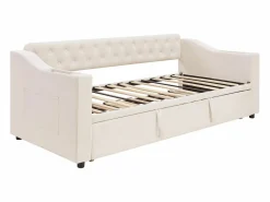 Outlet Hauss Spole Sofá cama infantil 90/180x190cm convertible en terciopelo , con puertos USB y toma de corriente, sin colchón Beige