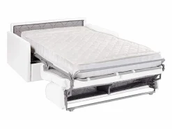 Vente-unique Sofá cama italiano 2p 18 cm piel sintética CALIFE Blanco
