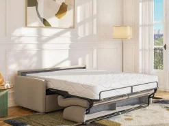 Discount Vente-unique Sofá cama italiano 4p 22 cm tela - Color Gris CALIFE Beige