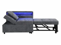 Best Sofá cama multifuncional - respaldo ajustable - reposabrazos con bandas luminosas LED - Puerto USB/Type-C - Sillón Cama