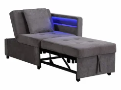 Best Sofá cama multifuncional - respaldo ajustable - reposabrazos con bandas luminosas LED - Puerto USB/Type-C - Gris Oscuro Sillón Cama