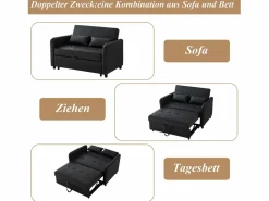 New Sofá cama multifuncional, asiento doble retráctil, respaldo regulable en 3 posiciones, PU impermeable, color Sofá De Piel