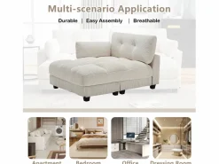 Sofá cama multifuncional de 1 plaza (salón/diván/sillón) - Puertos USB + almacenamiento - Ecológico - Ideal para estudios
