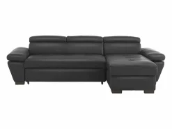 Clearance Sofá cama ángulo derecho bimateria piel JONOVA - Antracita Sofá - 4 Plazas|Sofá De Piel
