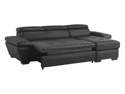 Clearance Sofá cama ángulo derecho bimateria piel JONOVA - Antracita Sofá - 4 Plazas|Sofá De Piel