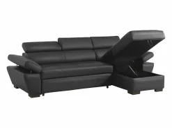 Clearance Sofá cama ángulo derecho bimateria piel JONOVA - Antracita Sofá - 4 Plazas|Sofá De Piel