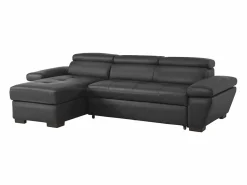 LINEA SOFA Sofá cama ángulo izquierdo bimateria piel JONOVA Antracita