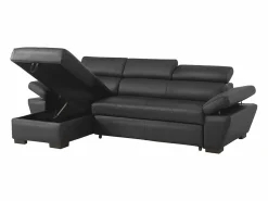 LINEA SOFA Sofá cama ángulo izquierdo bimateria piel JONOVA Antracita