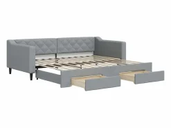 Sofá cama nido con cajones tela claro 90x200 cm Cama Diván|Cama Nido