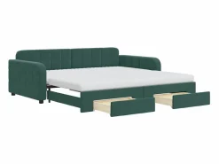 Best Clicnbuy Sofá cama nido con cajones terciopelo oscuro 100x200 cm Verde