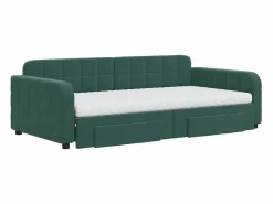 Best Clicnbuy Sofá cama nido con cajones terciopelo oscuro 100x200 cm Verde