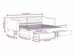 vidaxl Sofá cama nido con cajones tela oscuro 90x190 cm