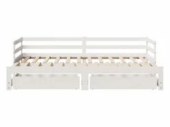 Clicnbuy Sofá cama nido con cajones madera maciza pino blanca 90x190 cm