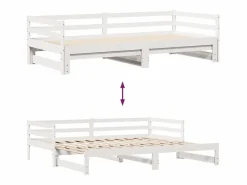 Clicnbuy Sofá cama nido con cajones madera maciza pino blanca 90x190 cm