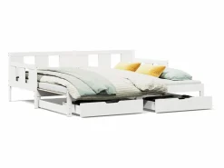 Sale Sofá cama nido con cajones madera maciza pino blanca 90x190 cm Cama Diván|Cama Nido