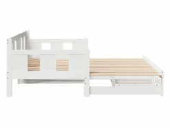 Sale Sofá cama nido con cajones madera maciza pino blanca 90x190 cm Cama Diván|Cama Nido