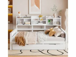 Outlet Sofá cama nido 140x200 cm - Cama nido 90x190 cm - con almacenamiento - somier de láminas - pino macizo - (colchón no incluido) Cama Nido