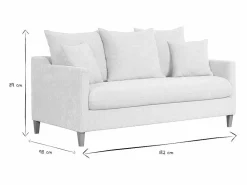 Outlet Sofá cama nórdico 3 plazas de tela efecto aterciopelado y madera clara LOUISE Sofá Escandinavo