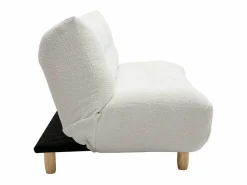 Sofá cama nórdico 3 plazas de borreguillo y madera clara YUMI Sofá Escandinavo