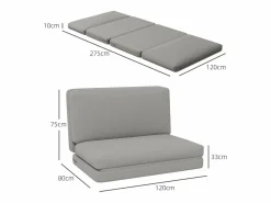 New Sofá cama plegable 3 en 1 con tejido de terciopelo, hasta 240 kg, (120x275x10 cm) Sillón Cama