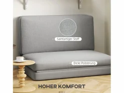 New Sofá cama plegable 3 en 1 con tejido de terciopelo, hasta 240 kg, (120x275x10 cm) Sillón Cama